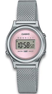 Rosa Sunray digital Casio-klokke med mesh-reim, vintage stil | LA700WEM-4AEF