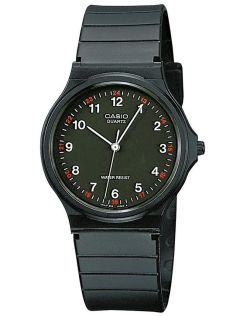 Svart analog klokke med arabiske tall og minimalistisk design | MQ-24-1BLLEG