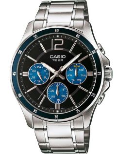 Casio multifunksjons herreklokke i stål med moderne design | MTP-1374PD-2AVEF