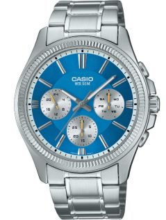 Blå urskive Casio herreur i rustfritt stål med flerfunksjonell analog design | MTP-1375PD-2A2VEF