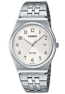 Casio Vintage ultraslank sølvfarget klokke med 1980-tallsinspirert design | MTP-B145D-7BVEF
