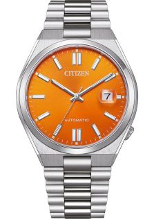 Citizen Tsuyosa Automatic herreur i stål med 8210 urverk og oransje urskive | NJ0151-88Z