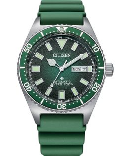 Citizen Promaster automatisk dykkerklokke med grønn skive og gummirem | NY0121-09X