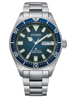 Citizen Promaster automatisk dykkerklokke med blå urskive og stållenke | NY0129-58L