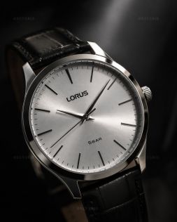 Lorus Mens Steel Black Leather 40mm 