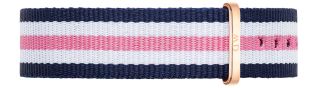 Daniel Wellington Blå/hvit/rosa Classic Southampton dame-natoreim med spenne i rosegull