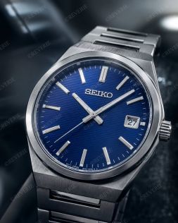 Seiko Mens Steel Blue Sapphire 39mm 