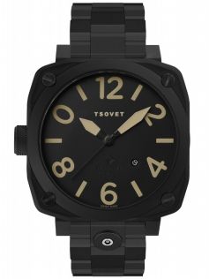 Tsovet SVT-AT76 - Herreklokke i rustfritt stål m/ PVD-belegg & beige detaljer