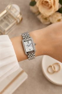Seiko Ladies Rectangular Crystals Cabochon Crown 22mm 