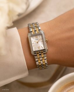 Seiko Ladies Two-Tone Crystals Rectangular 22mm 