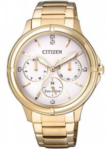 Citizen Eco-Drive dameklokke med Swarovski-krystaller og multifunksjon | FD2032-55A