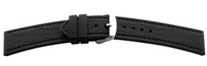 Falkenlund Deluxe Beco Watch Strap Silicone Croco Look Black Seam Stainless Steel Buckle 18mm 697192 