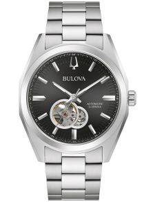 bulova Surveyor automatisk herreur med synlig urverk og sort urskive | 96A270 