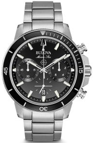 Bulova Marine Star chronograph herreklokke med sort urskive og 200m vanntetthet | 96B272