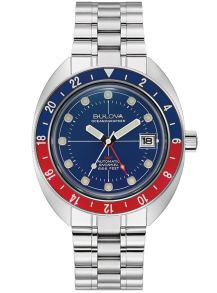 Automatisk herreur fra Bulova med GMT-funksjon og dykkerbezel i stål - Oceanographer GMT | 96B405