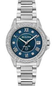 Bulova Marine Star dameklokke med blå perlemorskive og ekte diamanter | 96R215