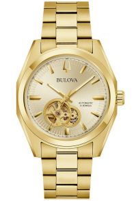 Elegant automatisk herreur fra Bulova med åpen urskive og gulltonet finish - Surveyor Collection | 97A182 