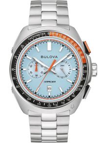 Sportslig herreur fra Bulova med chronograf og lyseblå urskive - Racer Chronograph Collection | 98B432