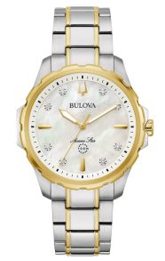 Elegant dameklokke fra Bulova med perlemorskive og diamanter i to-farget stål - Marine Star Collection | 98P227 