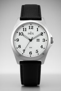 Inex Classic Mens 39mm Black Leather 