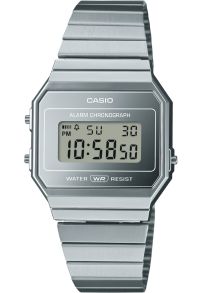 Casio Vintage ultraslank digital klokke i sølvkrom | A700WEV-7AEF