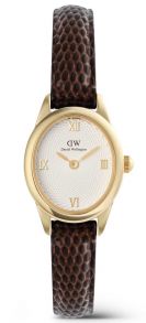 Daniel Wellington Ophelia Mini Dark Brown Lizard White Guilloché Gold DW00100891 
