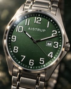 Aistrup grønn titanklokke med safirglass og EZ-Read 41mm