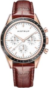 Aistrup AIW8702 Classic Sapphire Chronograph herreur med hvit urskive og brun lærrem | AIW8702
