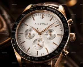 Aistrup AIW8702 Classic Sapphire Chronograph herreur med hvit urskive og brun lærrem | AIW8702 