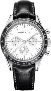 Aistrup AIW8703 Classic Sapphire Chronograph herreur med hvit urskive og sort lærrem | AIW8703