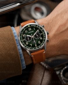Citizen Eco-Drive herrekronograf med grønn urskive 43mm 
