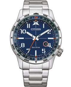 Citizen Eco-Drive pilotklokke i rustfritt stål med E111 urverk og kompassring | BM7550-87L 