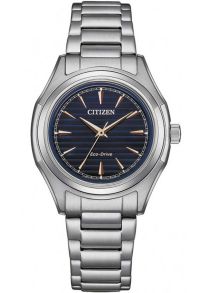 Citizen dameklokke med Eco-Drive og blå urskive i rustfritt stål | FE2110-81L
