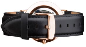 Daniel Wellington Svart Classic Sheffield herre-lærreim med spenne i rødt gull