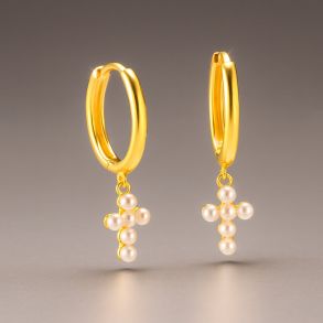 Carrie Taylor Pearl Cross Hoop CTJ7 