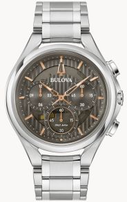 Bulova CURV chronograph herreur med grå urskive og høy-presisjons urverk | 96A298