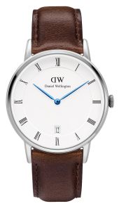 Daniel Wellington Dapper Bristol - Stilren dameklokke i stål med brun lærreim