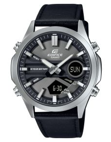 Edifice World Time-klokke med Telememo og lærreim | EFV-C120L-8AEF