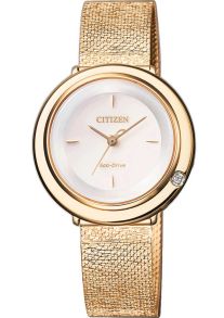 Citizen L Ambiluna dameklokke med mesh lenke og diamant | EM0643-84X 