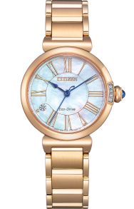 Citizen elegant dameklokke med Eco-Drive og perlemorskive i rosé PVD | EM1063-89D
