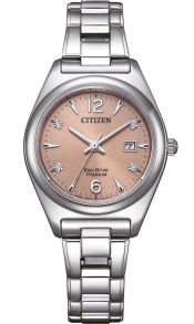 Citizen Eco-Drive dameklokke i Super Titanium med brun urskive | EW2601-81Z