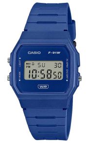 Miljøvennlig blå F-91W Casio digital klokke med bio-basert harpiksrem | F-91WB-2A1EF