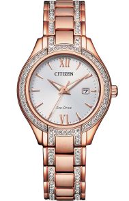 Citizen Silhouette Crystal dameklokke med Eco-Drive og krystaller i rosé PVD | FE1233-52A 