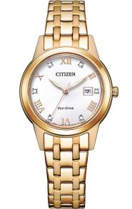Citizen Eco-Drive dameklokke med krystaller og rosegull stållenke | FE1243-83A