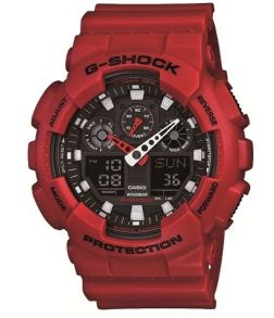 G-Shock sportsklokke med rødt og robust design | GA-100B-4AER