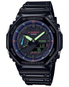 Virtuell Rainbow G-SHOCK med prismeeffekt og karbonkjernebeskyttelse | GA-2100RGB-1AER