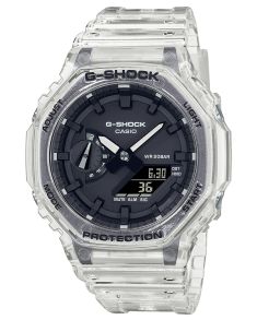 Transparent oktagonal G-Shock med Carbon Core Guard | GA-2100SKE-7AER