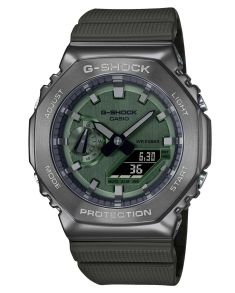 G-SHOCK Metal Series klokke med oktagonal ramme og grønne detaljer | GM-2100B-3AER