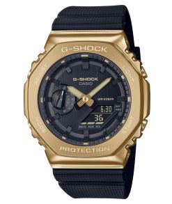 G-SHOCK med gullfarget ramme, 200M vannmotstand og verdensklokke | GM-2100G-1A9ER