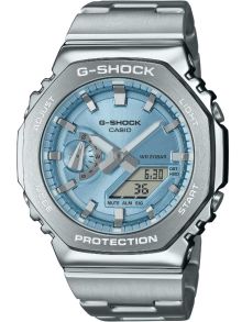 G-SHOCK Metal Sky Blue med stålkant og åttekantet design | GM-2110D-2AER